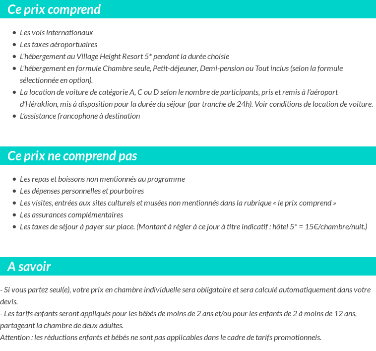 Conditions tarifaires