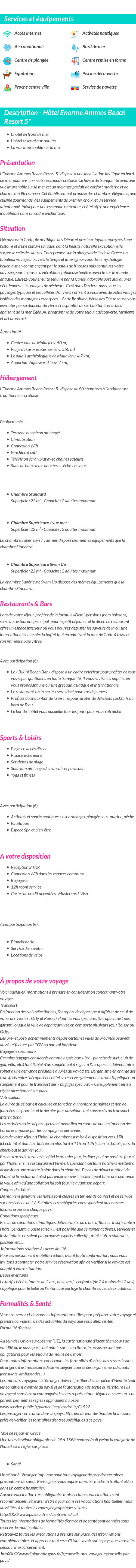 Détails du séjour