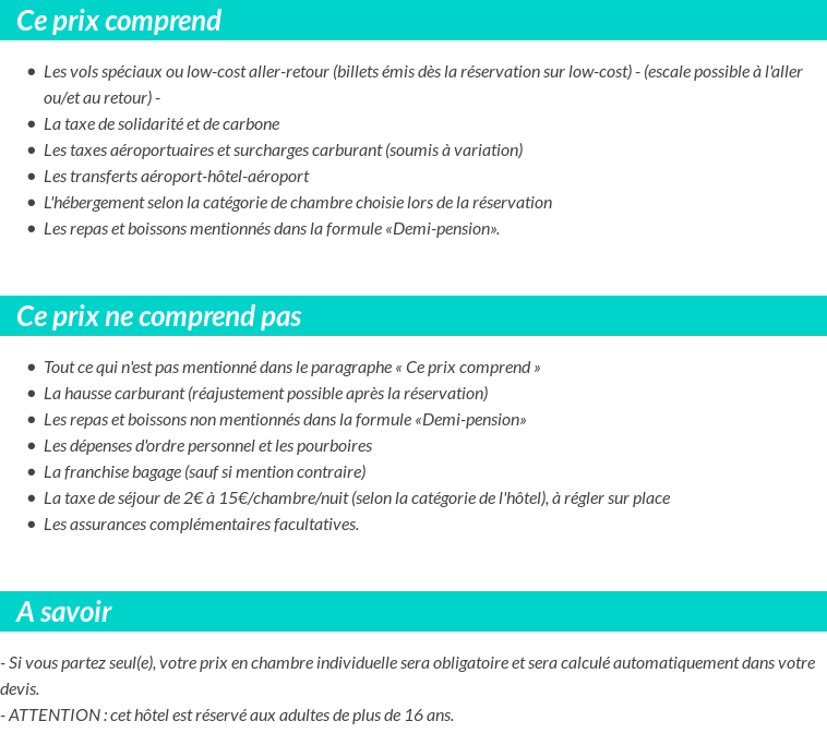 Conditions tarifaires