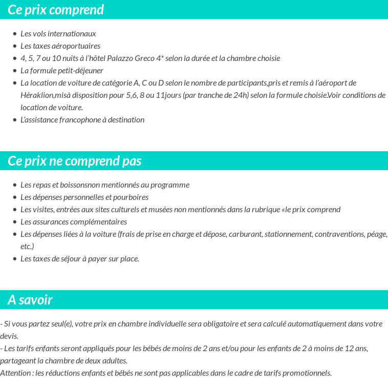 Conditions tarifaires