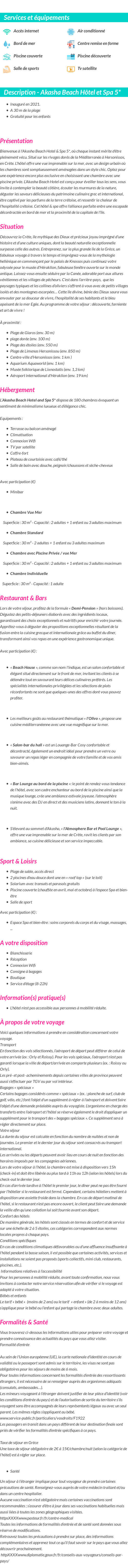 Détails du séjour