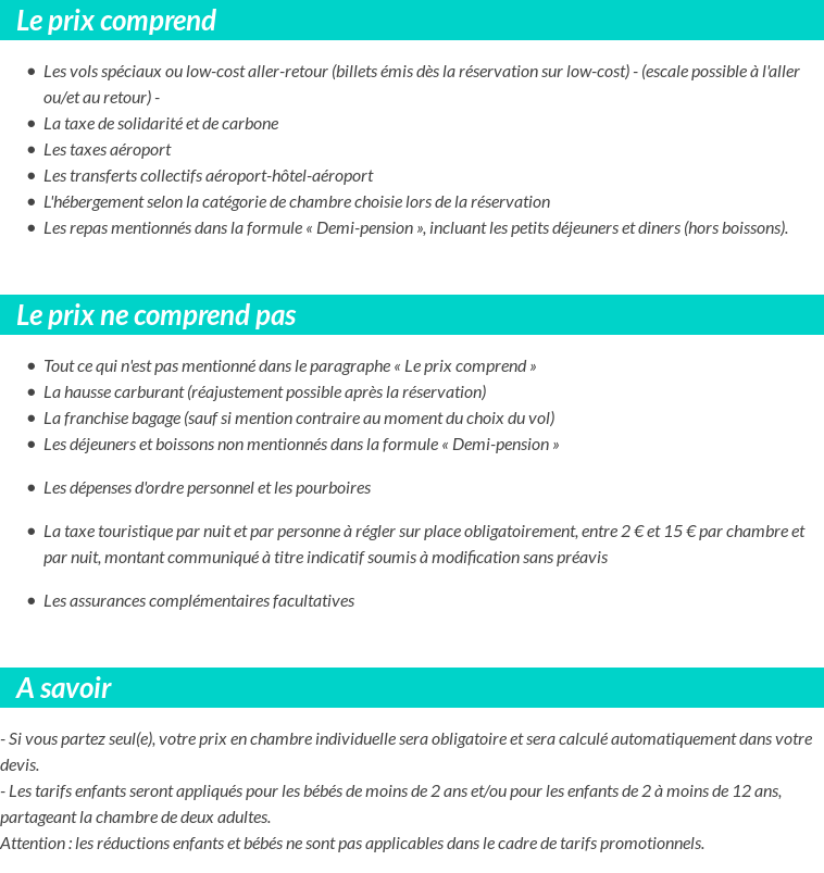 Conditions tarifaires