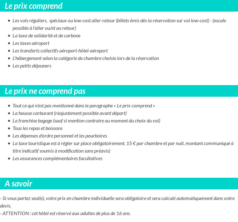 Conditions tarifaires