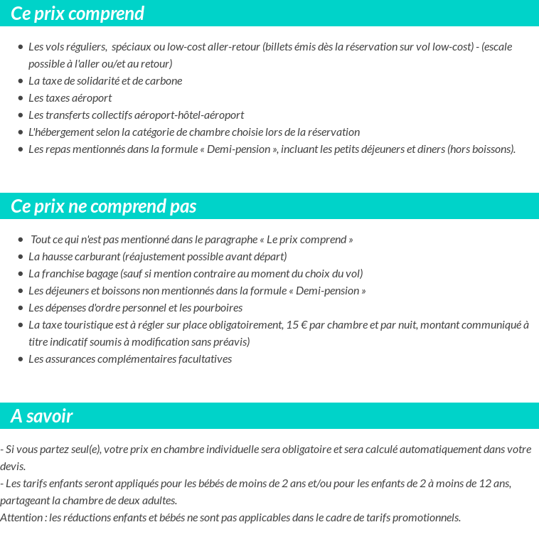 Conditions tarifaires