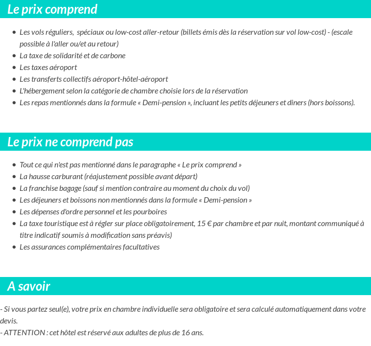 Conditions tarifaires