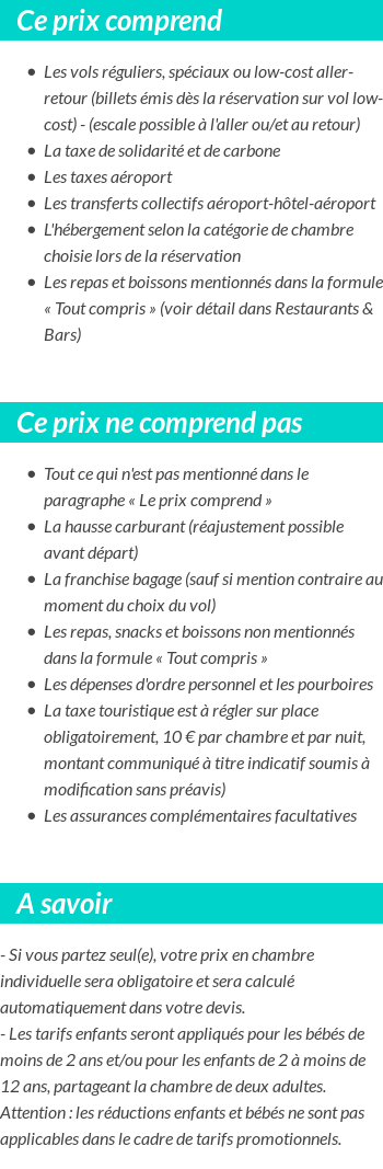 Conditions tarifaires