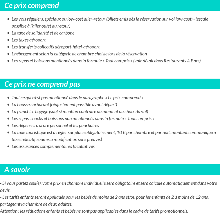 Conditions tarifaires