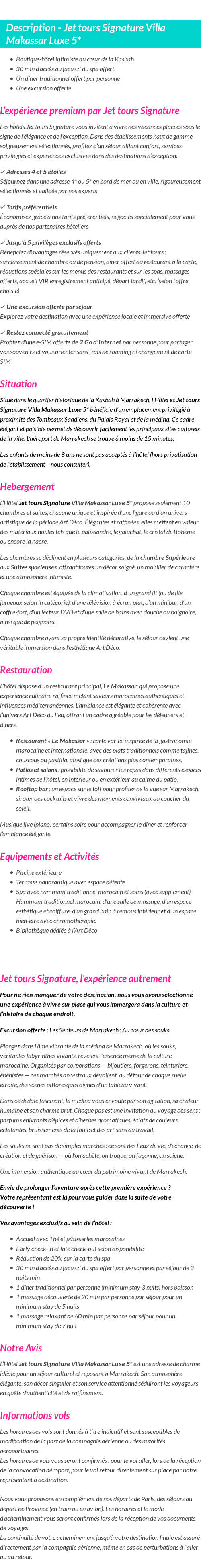 Détails du séjour