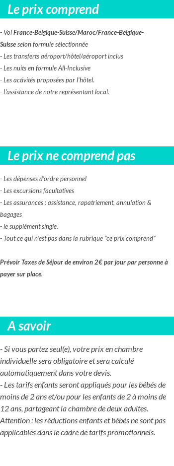 Conditions tarifaires