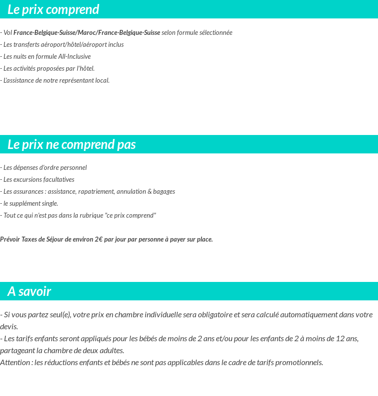 Conditions tarifaires