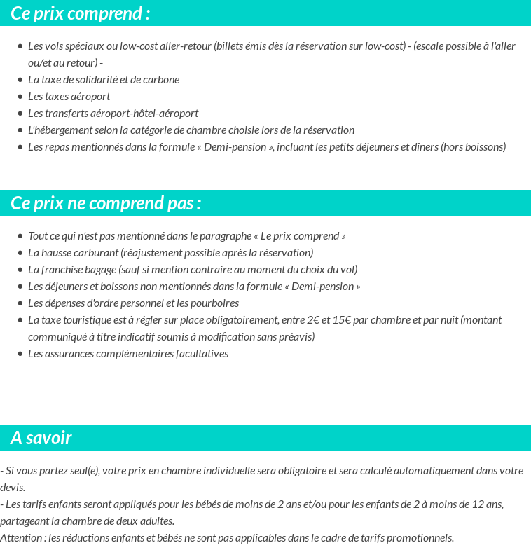 Conditions tarifaires