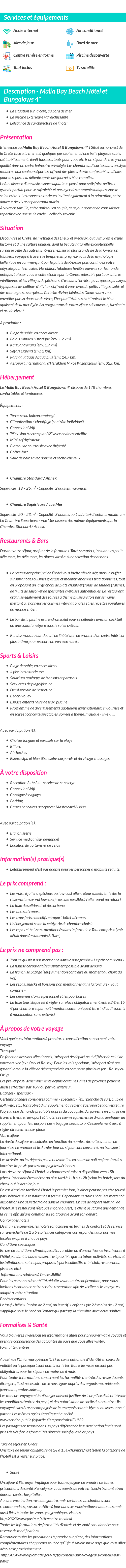 Détails du séjour
