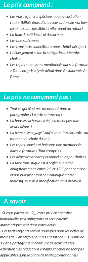 Conditions tarifaires