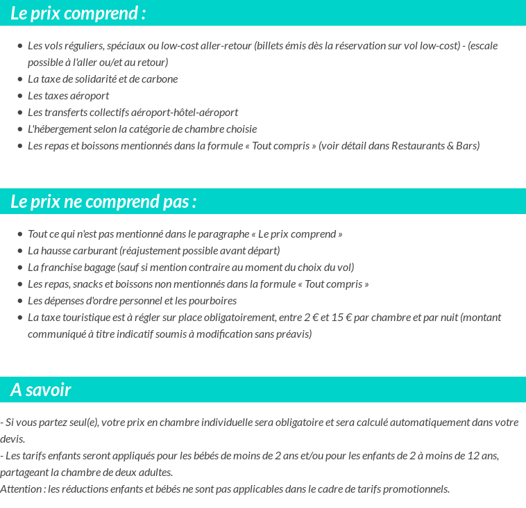 Conditions tarifaires