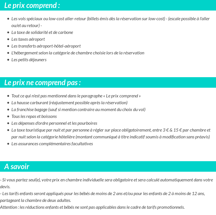 Conditions tarifaires
