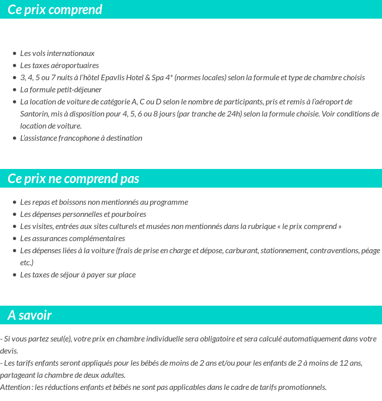 Conditions tarifaires