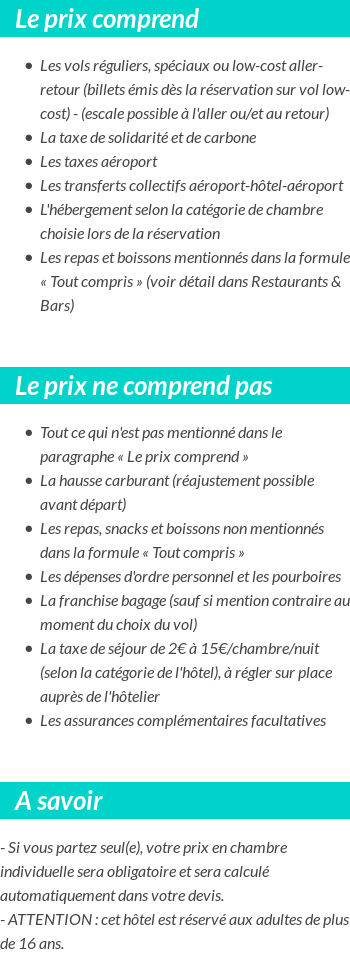 Conditions tarifaires