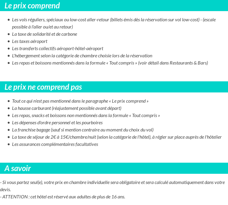 Conditions tarifaires