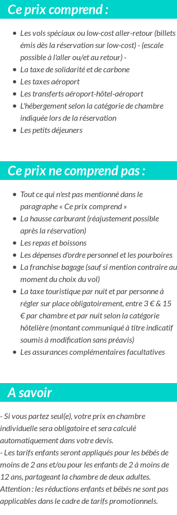 Conditions tarifaires