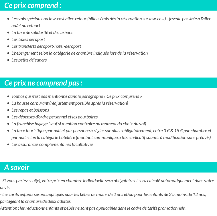 Conditions tarifaires