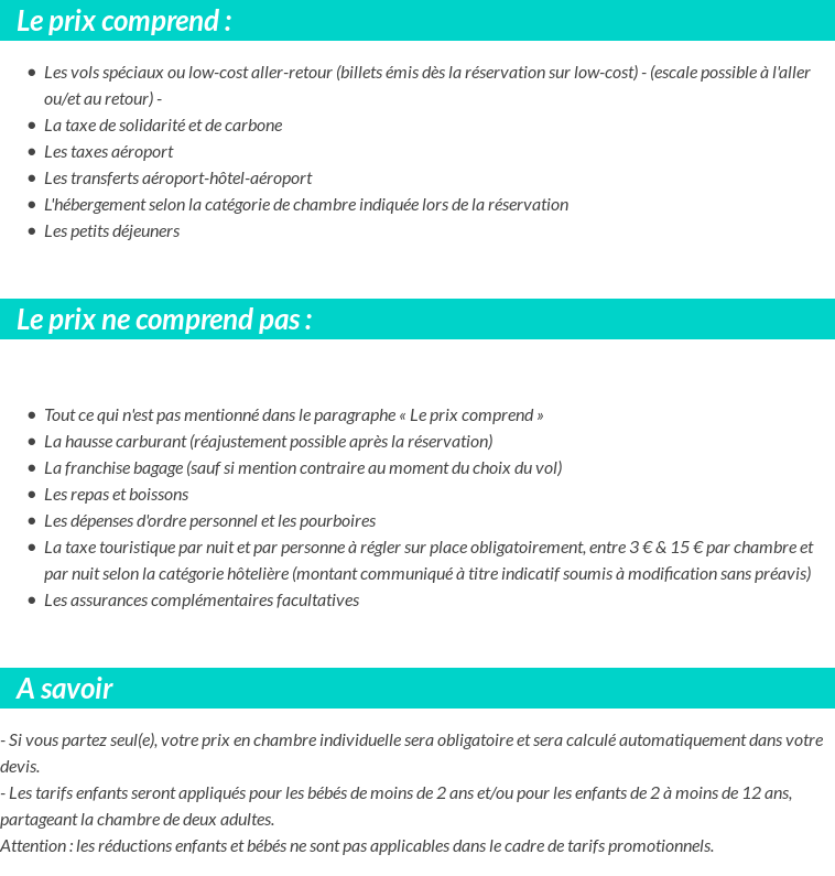 Conditions tarifaires