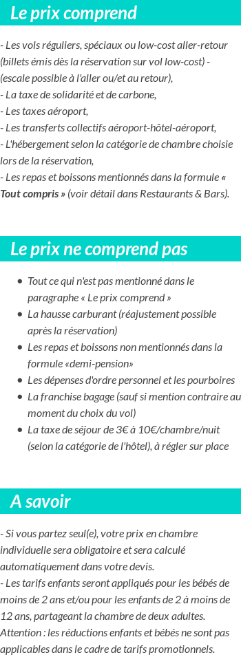 Conditions tarifaires