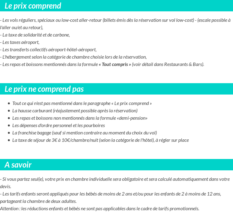 Conditions tarifaires