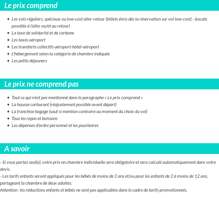 Conditions tarifaires