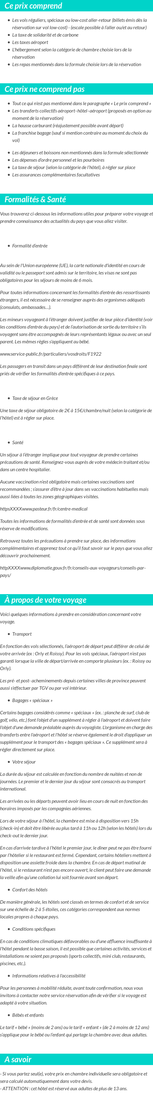 Conditions tarifaires