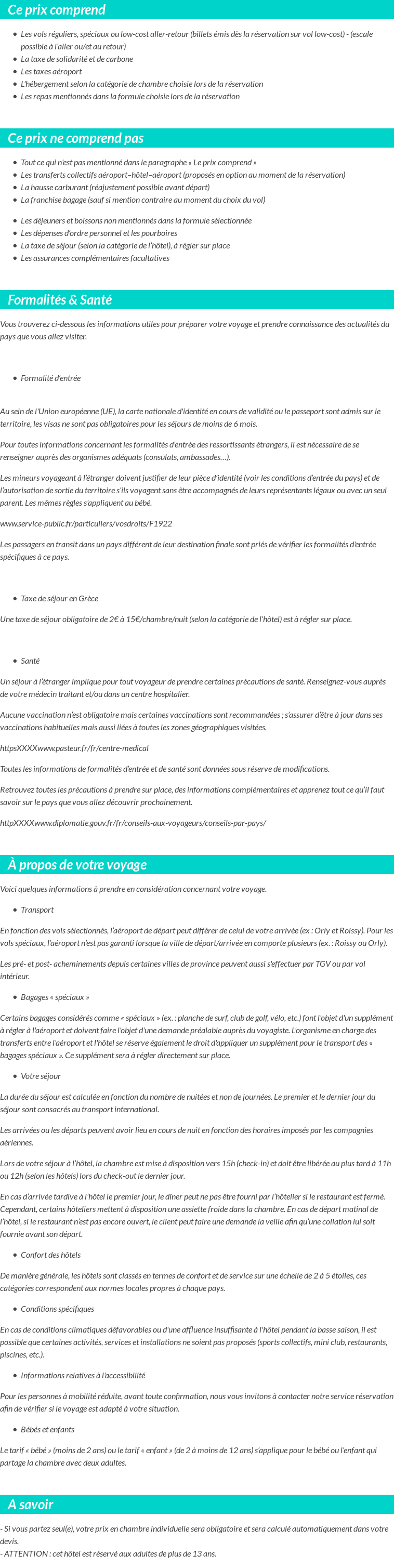 Conditions tarifaires