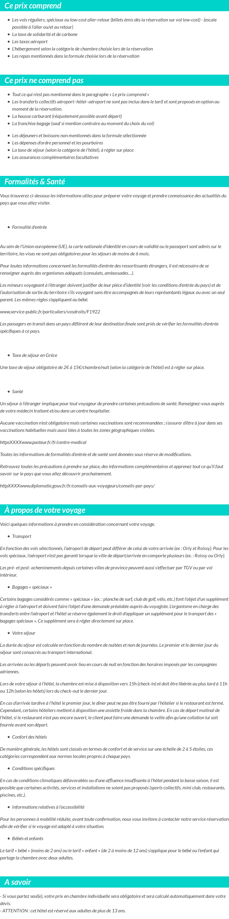Conditions tarifaires