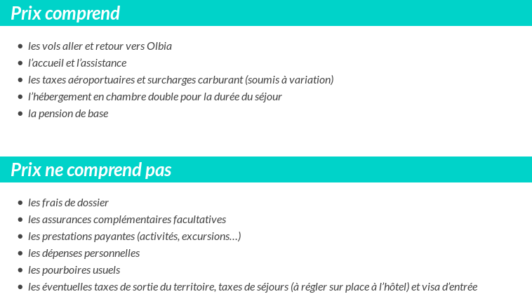 Conditions tarifaires