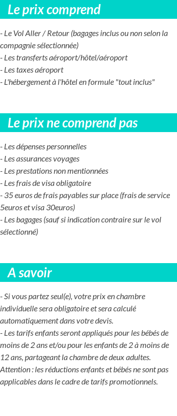 Conditions tarifaires