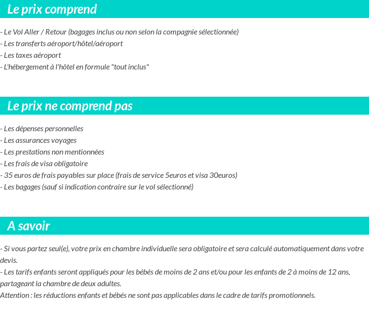 Conditions tarifaires