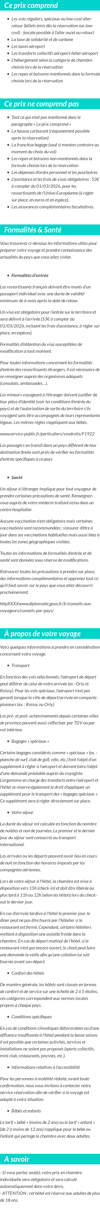 Conditions tarifaires