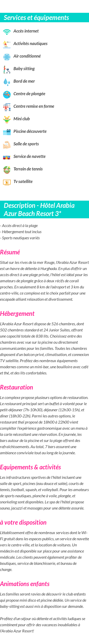 Détails du séjour