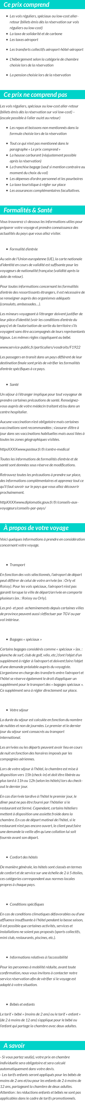 Conditions tarifaires