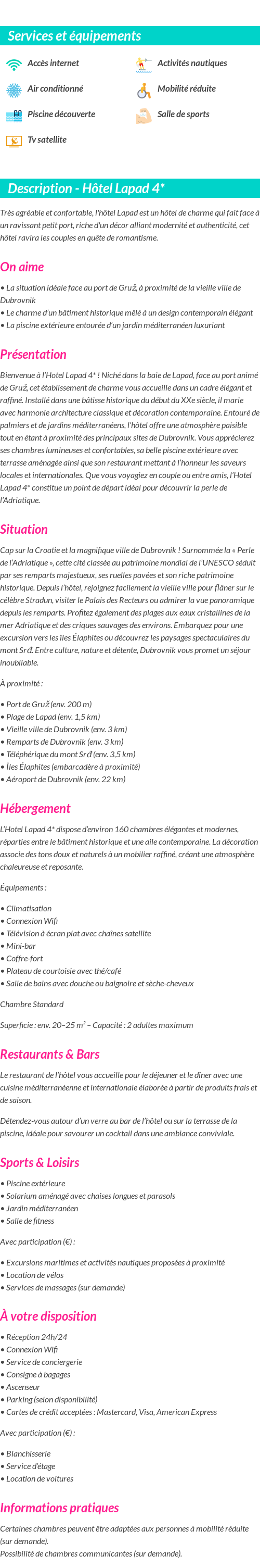 Détails du séjour
