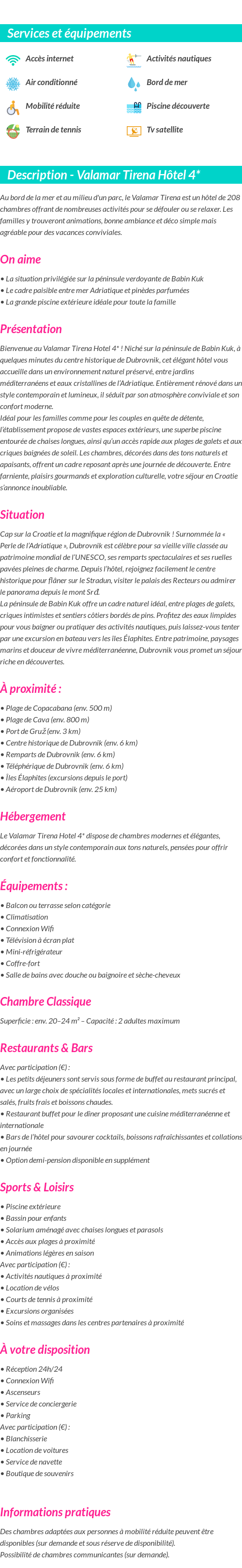 Détails du séjour