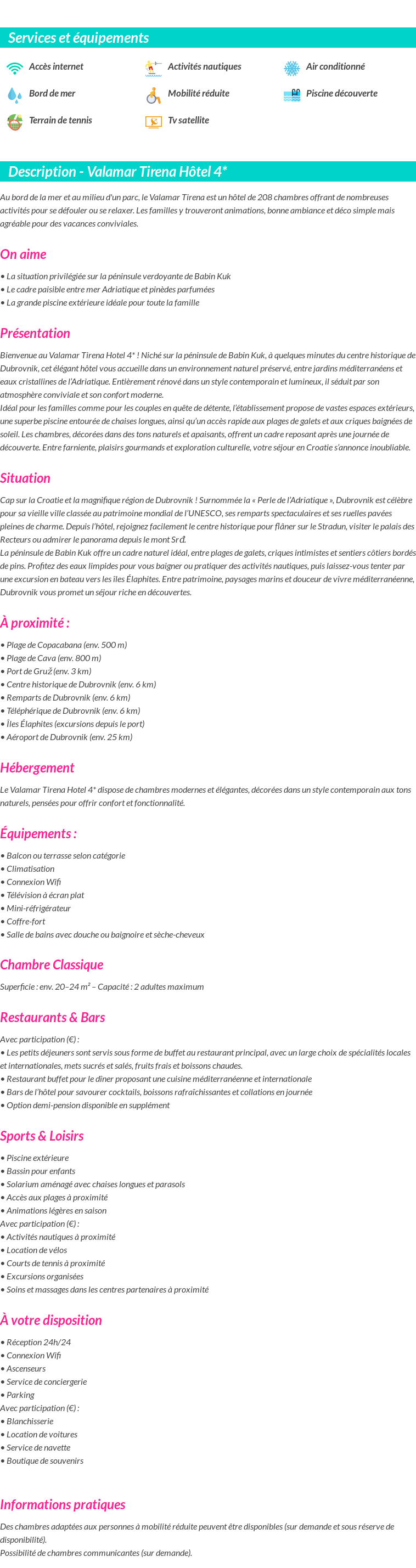 Détails du séjour