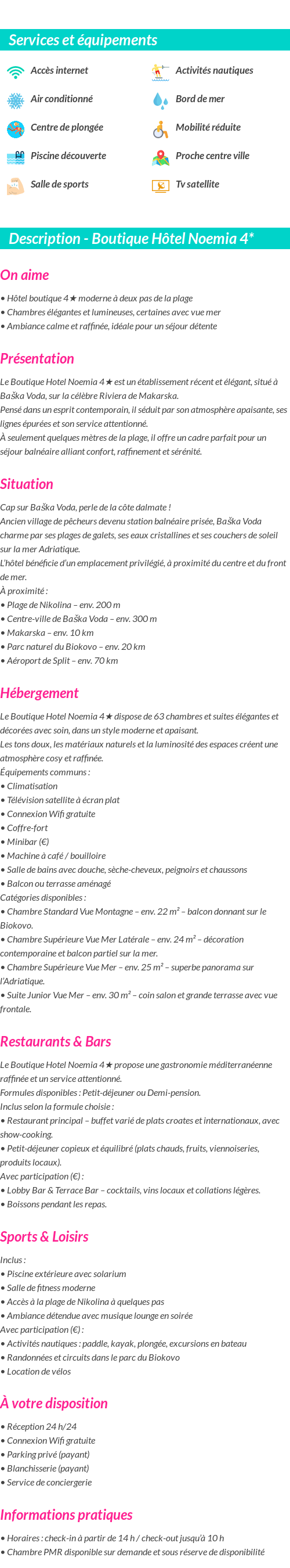 Détails du séjour