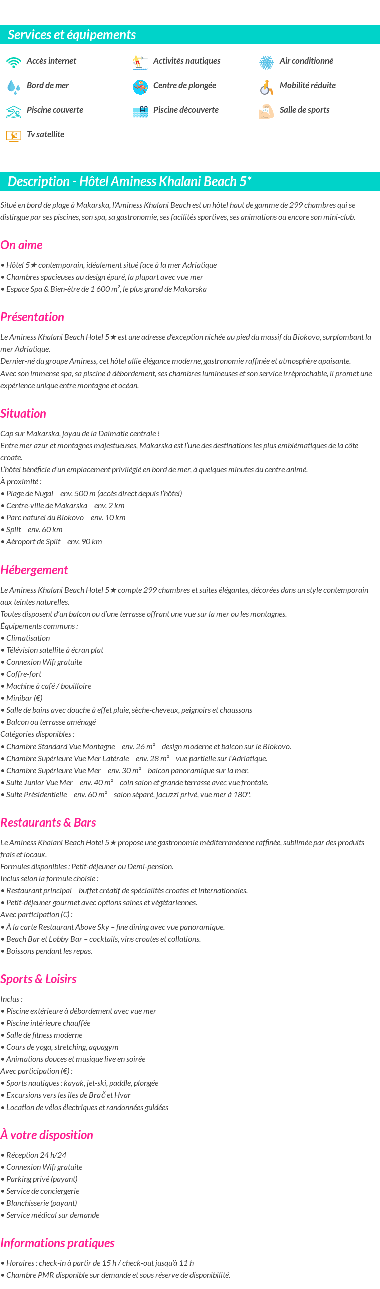 Détails du séjour