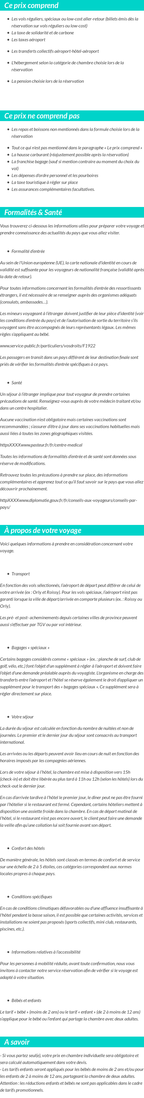 Conditions tarifaires