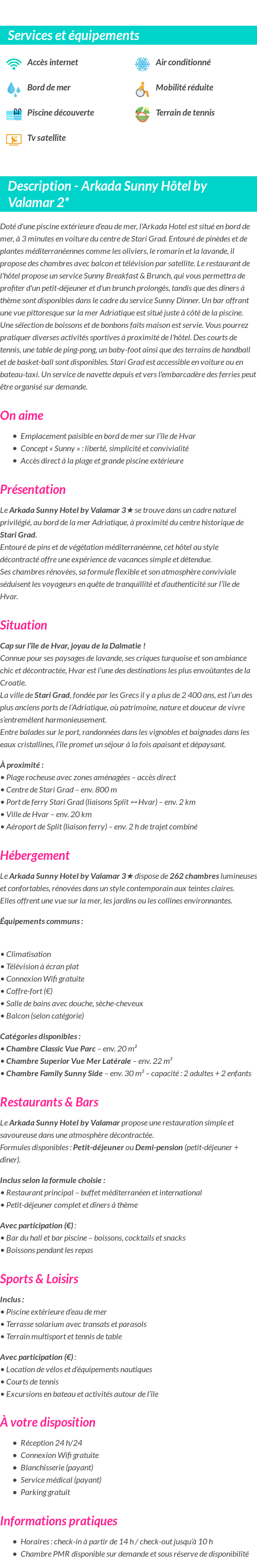 Détails du séjour