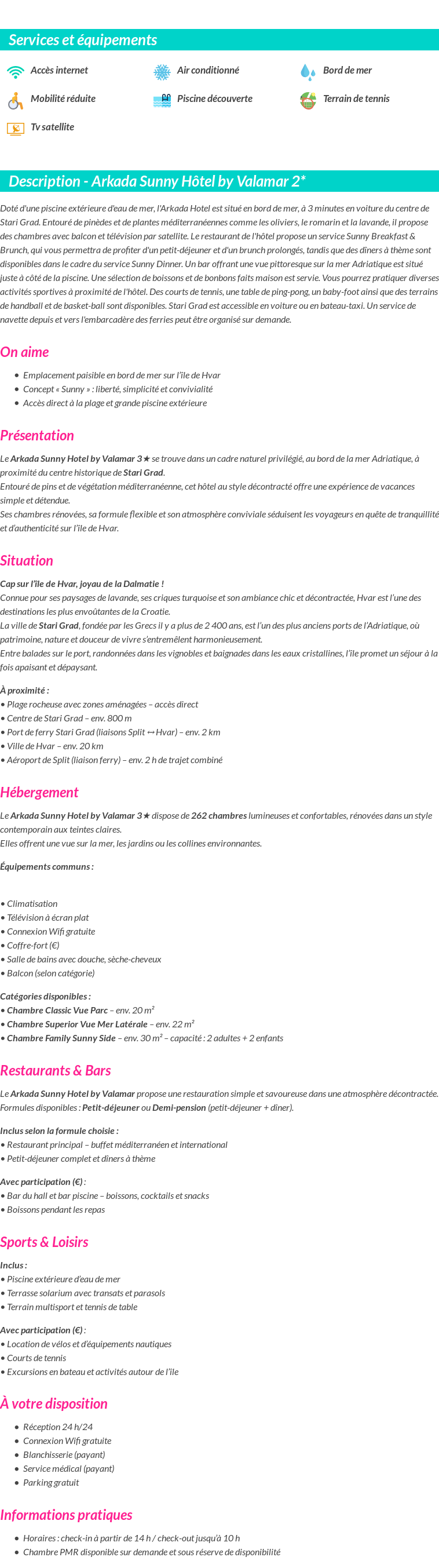 Détails du séjour
