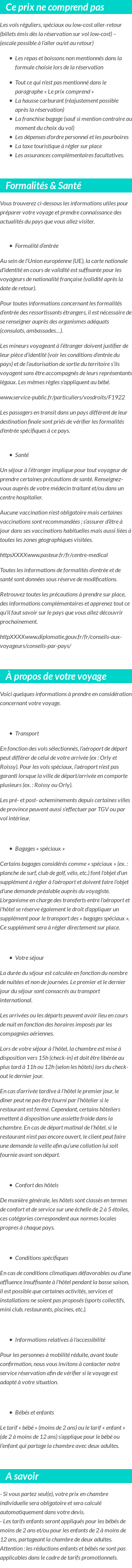 Conditions tarifaires