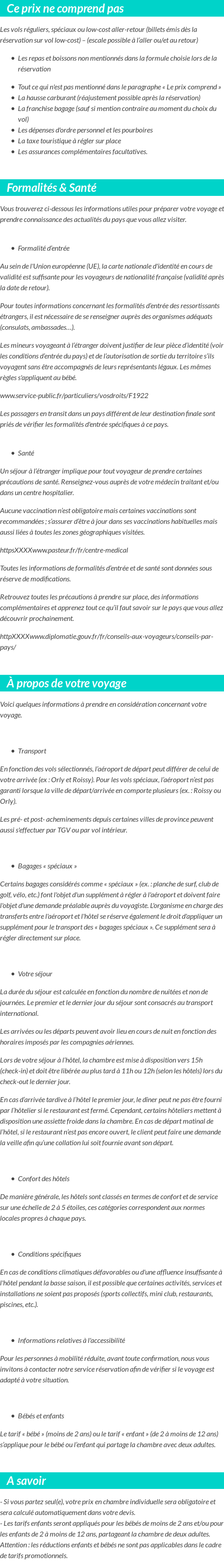 Conditions tarifaires