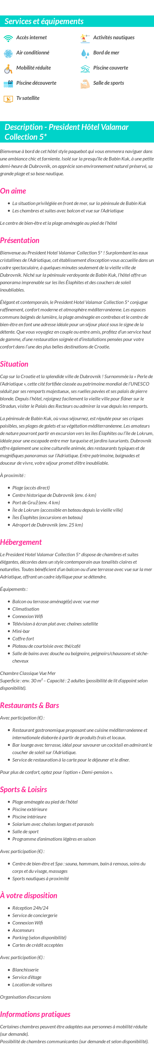 Détails du séjour