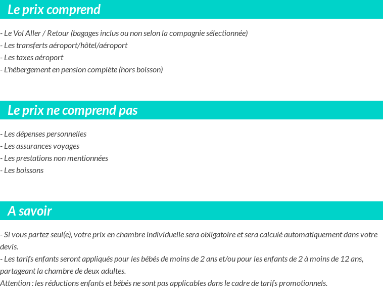 Conditions tarifaires
