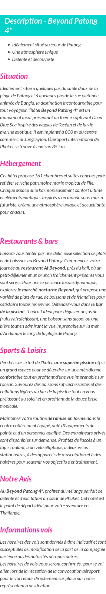 Détails du séjour